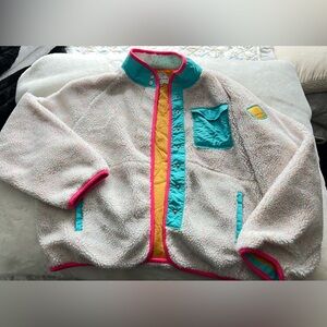 Ivory Ella Sherpa Fleece Jacket Women’s M Colorblock Snap Cozy
